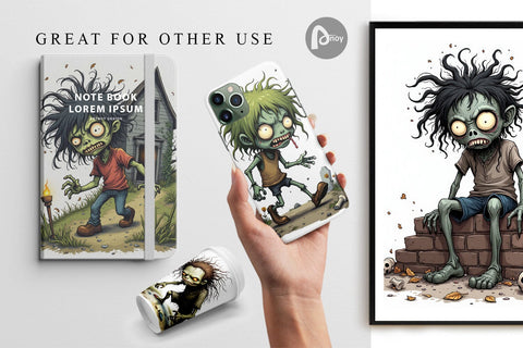 Digital Paper Grumpy Zombie Digital Pattern artnoy 