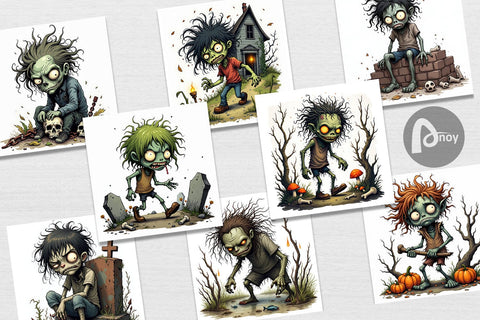 Digital Paper Grumpy Zombie Digital Pattern artnoy 