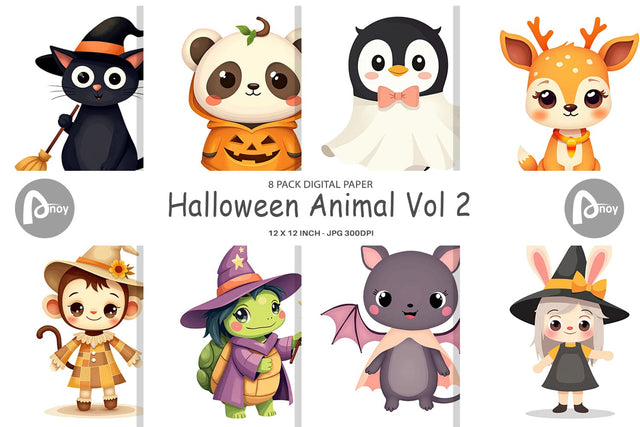 Digital Paper Halloween Animals Digital Pattern artnoy 