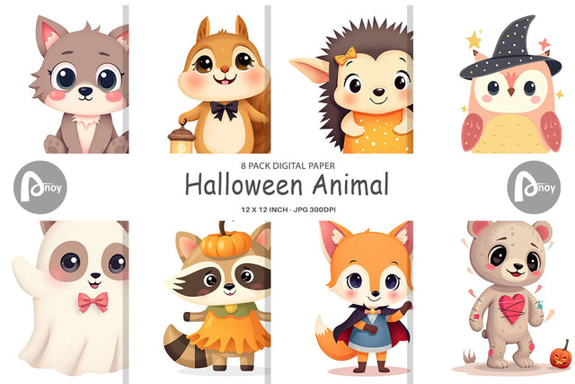Digital Paper Halloween Animals Digital Pattern artnoy 