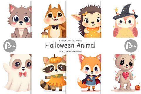 Digital Paper Halloween Animals Digital Pattern artnoy 