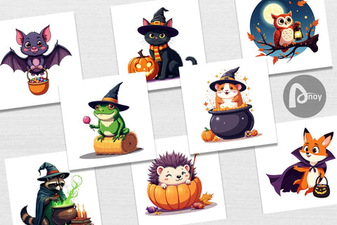 Digital Paper Halloween Animals Digital Pattern artnoy 