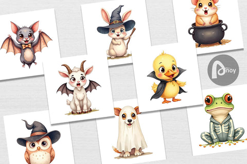 Digital Paper Halloween Animals Digital Pattern artnoy 