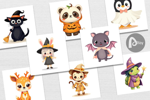 Digital Paper Halloween Animals Digital Pattern artnoy 