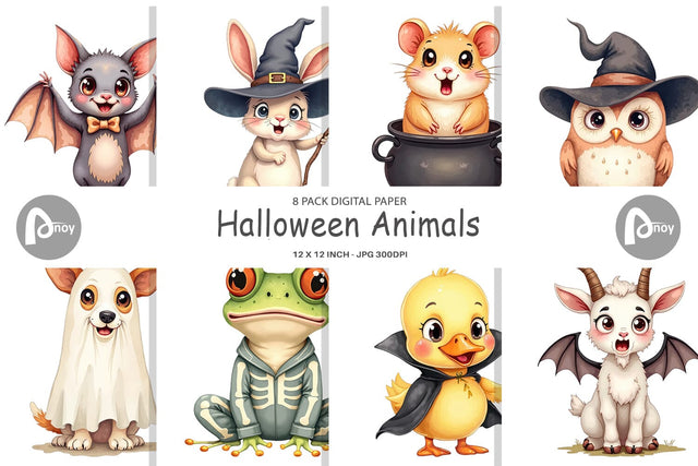 Digital Paper Halloween Animals Digital Pattern artnoy 