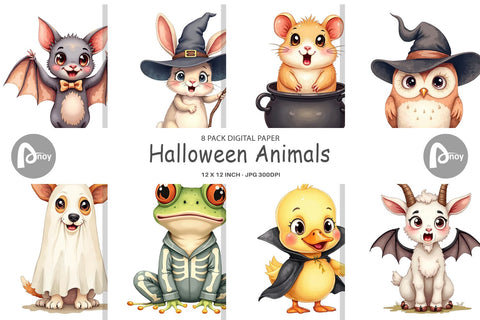 Digital Paper Halloween Animals Digital Pattern artnoy 