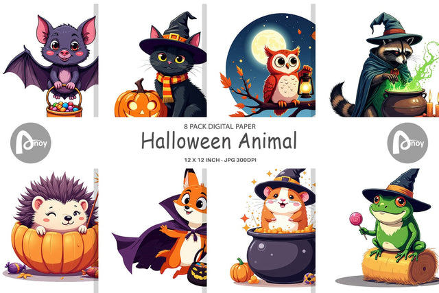 Digital Paper Halloween Animals Digital Pattern artnoy 