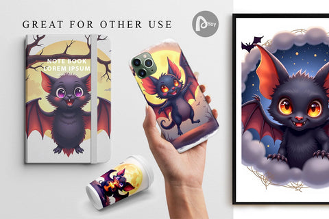 Digital Paper Halloween Bat Flutter Digital Pattern artnoy 