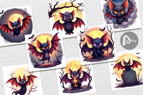 Digital Paper Halloween Bat Flutter Digital Pattern artnoy 