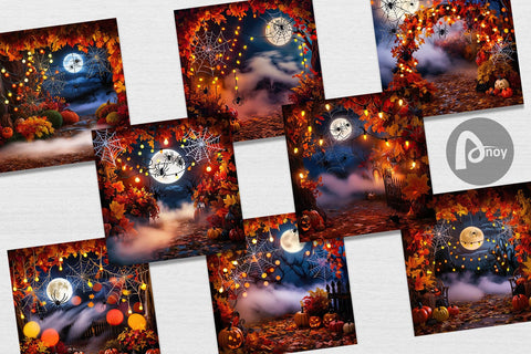 Digital Paper Halloween Bokeh Scene Digital Pattern artnoy 
