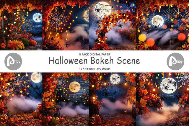 Digital Paper Halloween Bokeh Scene Digital Pattern artnoy 