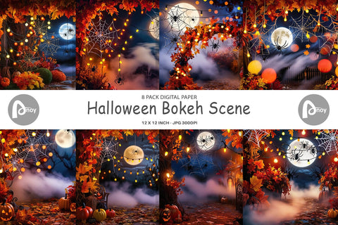 Digital Paper Halloween Bokeh Scene Digital Pattern artnoy 