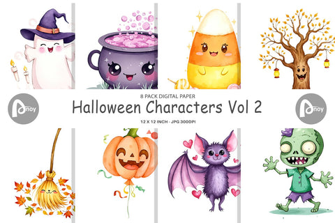 Digital Paper Halloween Characters Digital Pattern artnoy 