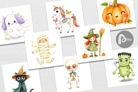 Digital Paper Halloween Characters Digital Pattern artnoy 