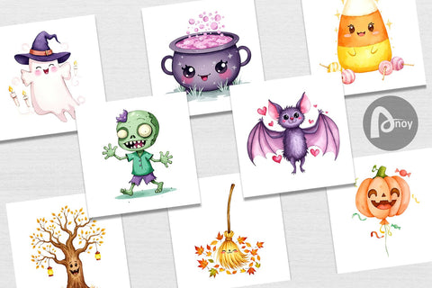Digital Paper Halloween Characters Digital Pattern artnoy 