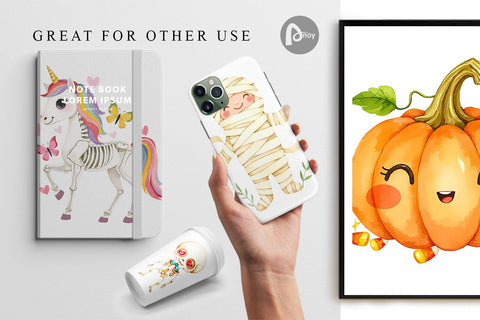 Digital Paper Halloween Characters Digital Pattern artnoy 