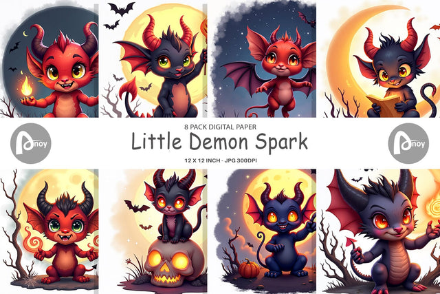 Digital Paper Halloween Demon Spark Digital Pattern artnoy 