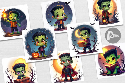 Digital Paper Halloween Franky Bolt Digital Pattern artnoy 