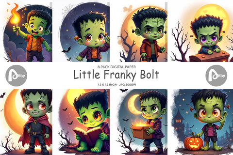 Digital Paper Halloween Franky Bolt Digital Pattern artnoy 