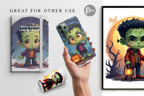 Digital Paper Halloween Franky Bolt Digital Pattern artnoy 