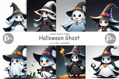 Digital Paper Halloween Ghost Digital Pattern artnoy 