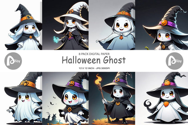 Digital Paper Halloween Ghost Digital Pattern artnoy 