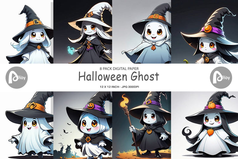 Digital Paper Halloween Ghost Digital Pattern artnoy 