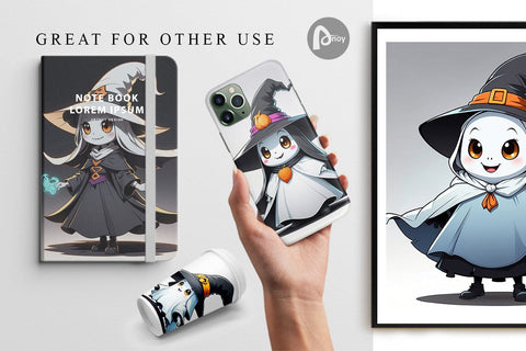 Digital Paper Halloween Ghost Digital Pattern artnoy 