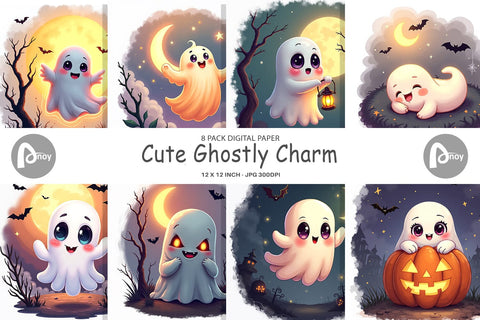 Digital Paper Halloween Ghostly Charm Digital Pattern artnoy 
