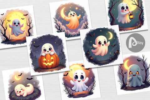 Digital Paper Halloween Ghostly Charm Digital Pattern artnoy 