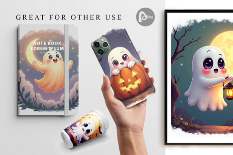 Digital Paper Halloween Ghostly Charm Digital Pattern artnoy 