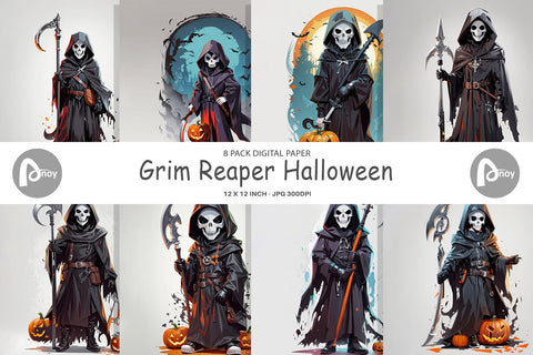 Digital Paper Halloween Grim Reaper Digital Pattern artnoy 