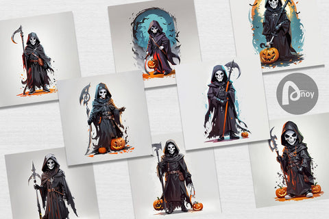 Digital Paper Halloween Grim Reaper Digital Pattern artnoy 