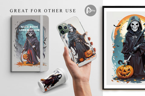 Digital Paper Halloween Grim Reaper Digital Pattern artnoy 