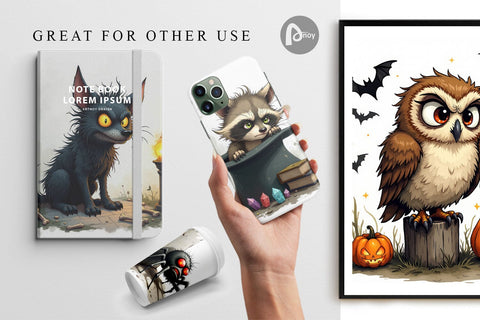 Digital Paper Halloween Grumpy Critters Digital Pattern artnoy 