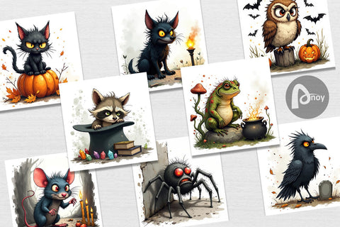 Digital Paper Halloween Grumpy Critters Digital Pattern artnoy 