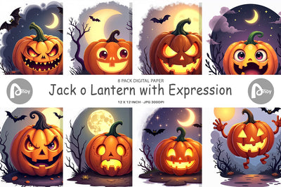 Digital Paper Halloween Jack Lantern Digital Pattern artnoy 