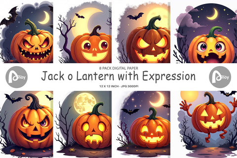 Digital Paper Halloween Jack Lantern Digital Pattern artnoy 