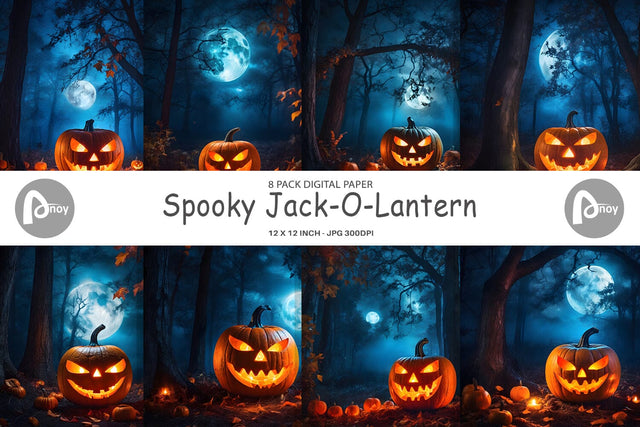Digital Paper Halloween Jack-O-Lantern Digital Pattern artnoy 