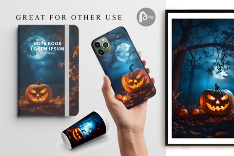 Digital Paper Halloween Jack-O-Lantern Digital Pattern artnoy 