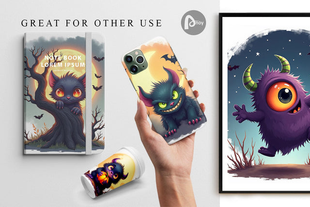 Digital Paper Halloween Monster Creep Digital Pattern artnoy 