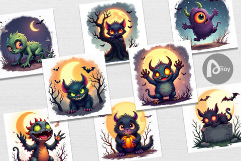 Digital Paper Halloween Monster Creep Digital Pattern artnoy 