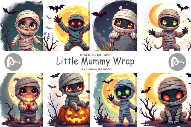 Digital Paper Halloween Mummy Wrap Digital Pattern artnoy 