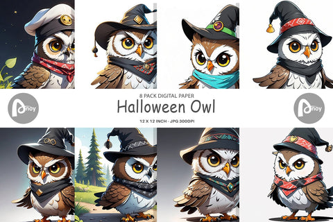 Digital Paper Halloween Owl Digital Pattern artnoy 