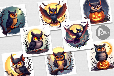 Digital Paper Halloween Owl Whispers Digital Pattern artnoy 