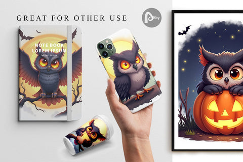 Digital Paper Halloween Owl Whispers Digital Pattern artnoy 