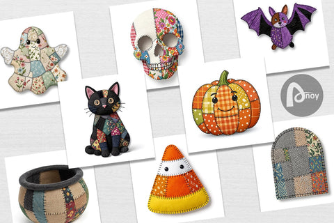 Digital Paper Halloween Patchwork Folk Art Digital Pattern artnoy 