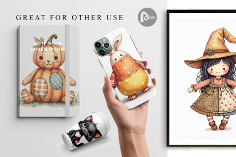 Digital Paper Halloween Patchwork Pals Digital Pattern artnoy 