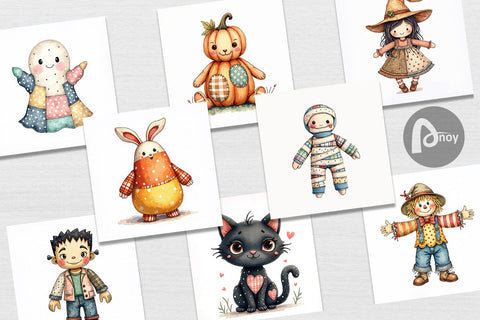 Digital Paper Halloween Patchwork Pals Digital Pattern artnoy 