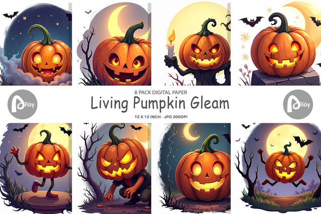 Digital Paper Halloween Pumpkin Gleam Digital Pattern artnoy 